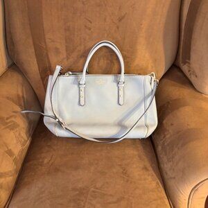 Kate Spade Vintage Light Blue Leather Work Satchel with Shoulder Strap